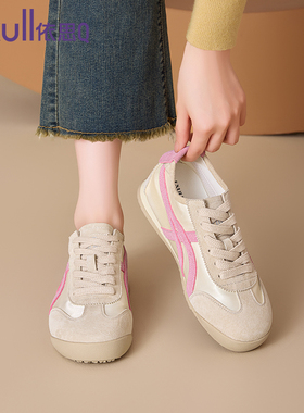 依思Q平底芭蕾德训鞋女2025新款秋季透气软底爆款运动休闲板鞋女