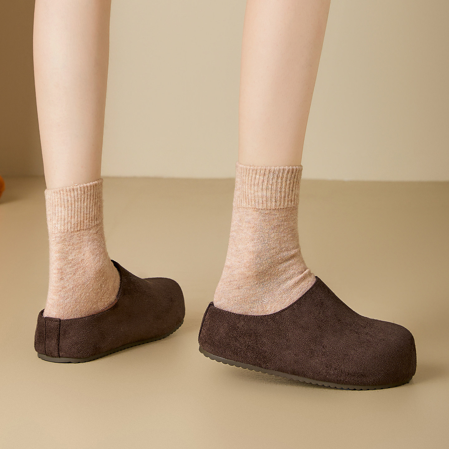 【新品】厚底勃肯拖鞋女外穿2025新款百搭真皮复古包头半拖鞋