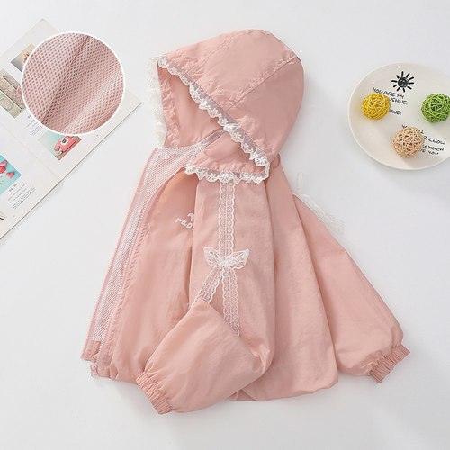新款中大童女孩夏款连帽防晒服