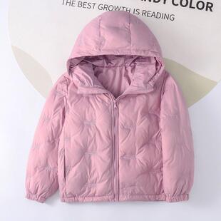 男童女童轻薄连帽短款小学生羽绒服12岁轻薄款长款蓝色洋气加厚气