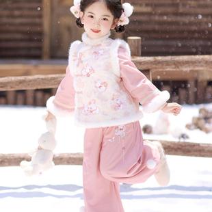 过年服冬季 女童秋冬2026新款 套装 新中式 儿童拜年服汉服中国风冬装