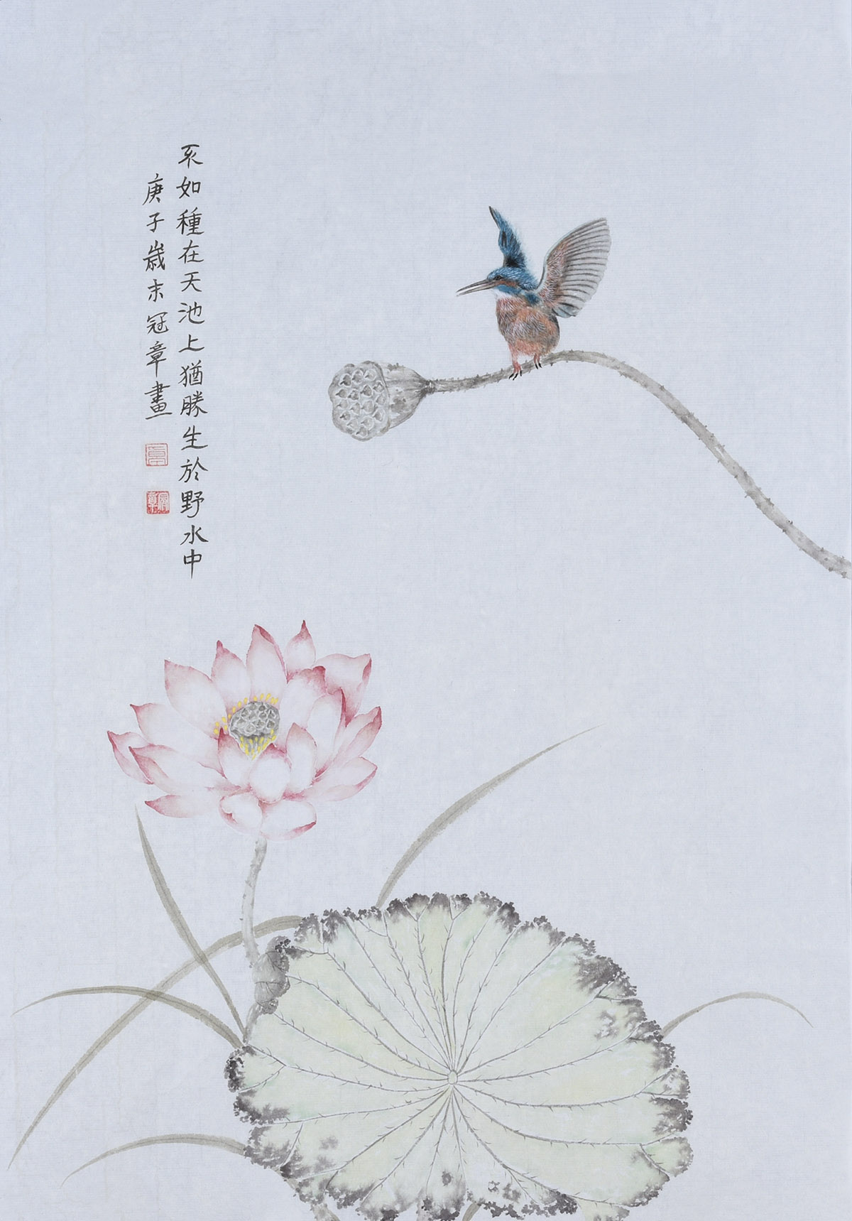 纯手绘国画写意花鸟画没骨画荷花字画书房客厅民宿新中式装饰现代图片