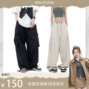 STUDIO早秋新款 Coco喜歡 KEN 褲 顯瘦寬松設(shè)計(jì)感大口袋束腳工裝