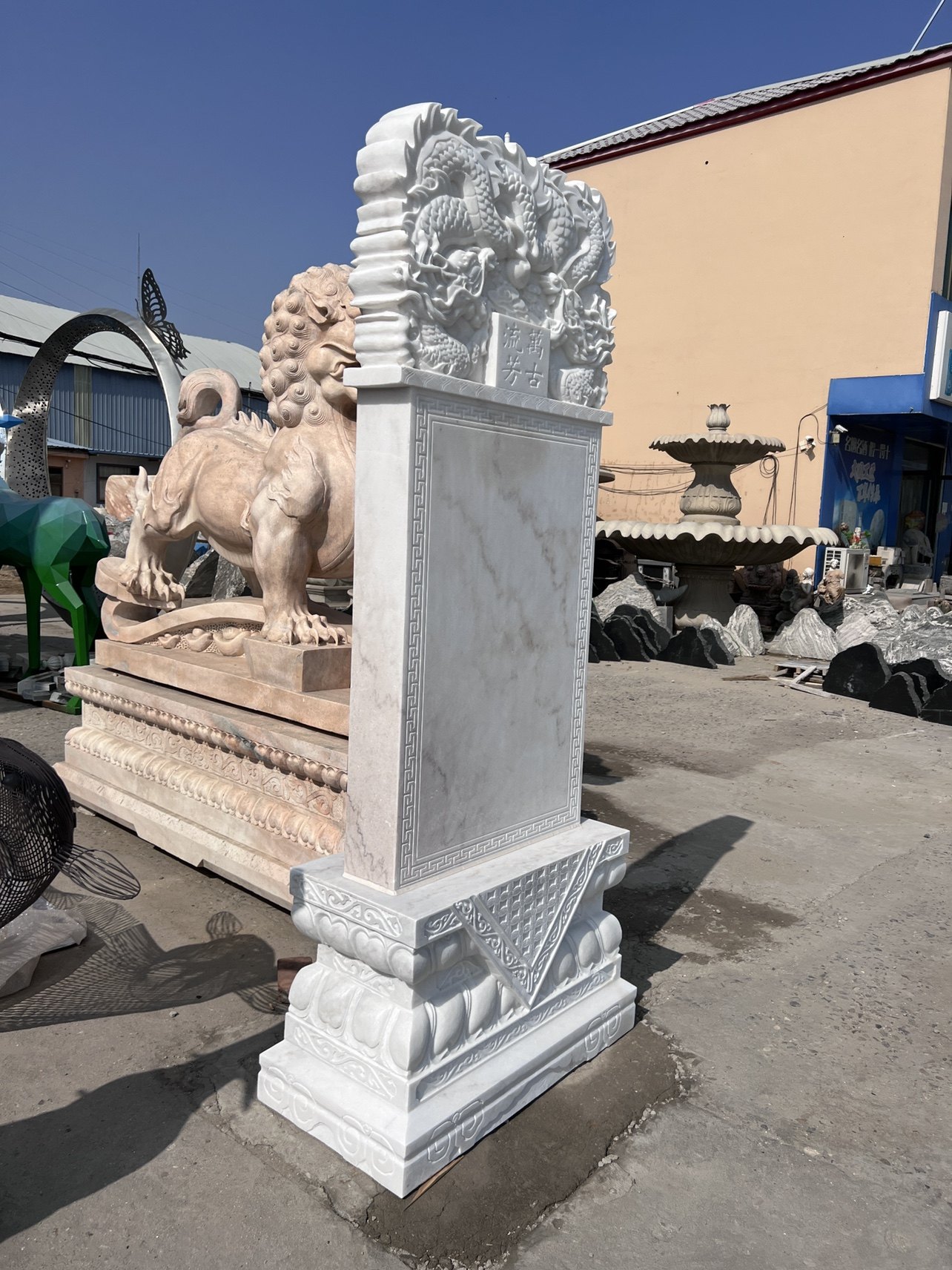 定制石雕墓碑汉白玉青石龙凤碑农村土葬花岗岩碑蛟龙碑龟驮功德碑