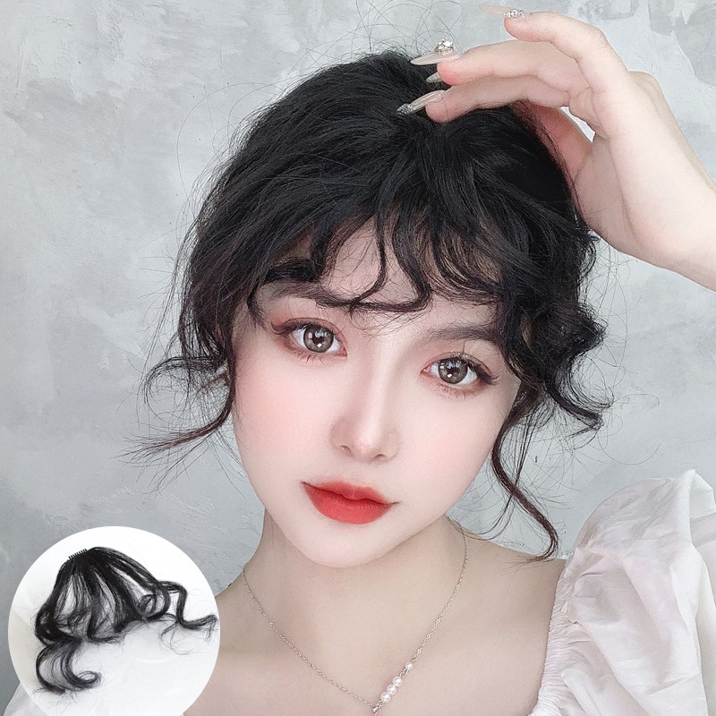 真发短卷发羊毛卷假发刘海假发片假刘海女神器自然头顶补发块前额