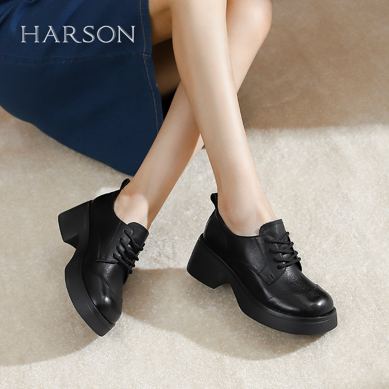 深口春秋季英伦风纯色小皮鞋