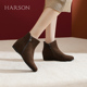 短靴瘦瘦靴内增高时装 哈森短筒女靴子秋冬新款 时尚 靴HA247131