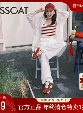 KISSCAT接吻猫春季新年红色复古德训鞋通勤厚底增高运动休闲鞋女