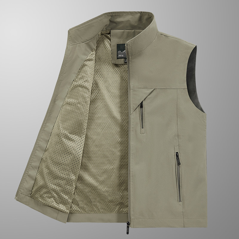 男士马甲春秋季中老年衣服坎肩钓鱼背心大码宽松无袖马夹加绒外套
