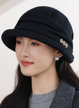秋冬复古显脸小渔夫帽女