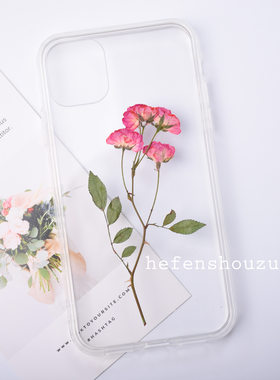 带枝粉红色小玫瑰花苞相框diy