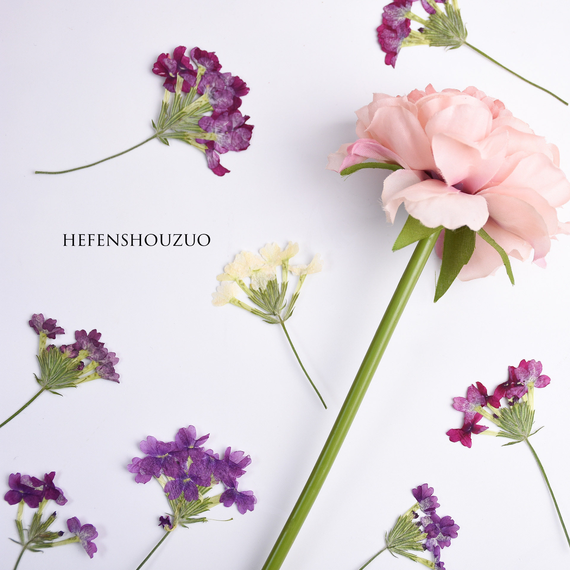 带枝美女樱真花干花手工diy