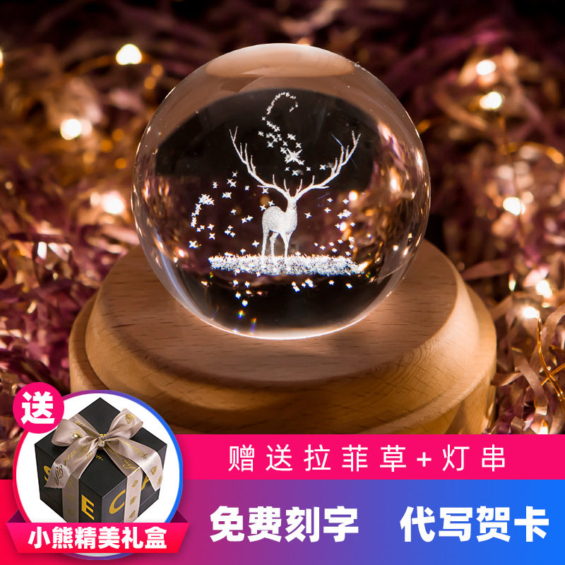 创意礼物木质音乐盒情人节圣诞礼物麋鹿生日八音水晶球音乐盒Z1,玩具/童车/益智/积木/模型,八音盒/音乐盒,淘宝优惠券,粉丝福利购,淘宝优惠卷