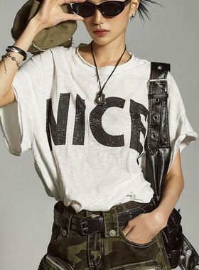 六0719韩国正品din-t-65661 T恤区纯色大气正品街头夏款时尚新款