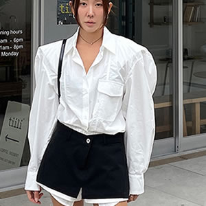 五1004韩国直邮hi-com-ma- 短中裤区5062339瑞丽通勤风格纯色高端