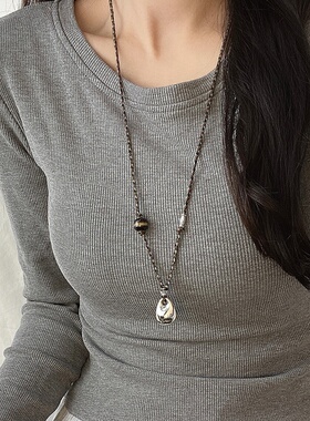 锦河畔 925银银坨子彩绳项链女简约新中式设计长短自由调节毛衣链