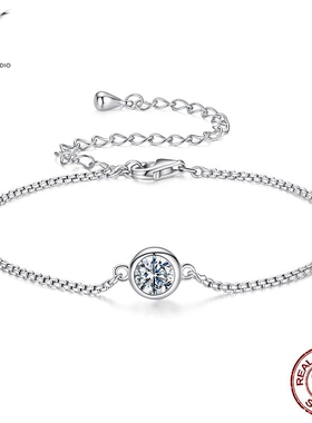 新款d色璀璨经典莫桑石手链女士优雅奢华s925纯银手链饰品