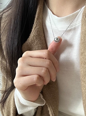 JHEPAN 灰色贝珠项链s925纯银法式精致锁骨链经典款新品银首饰133
