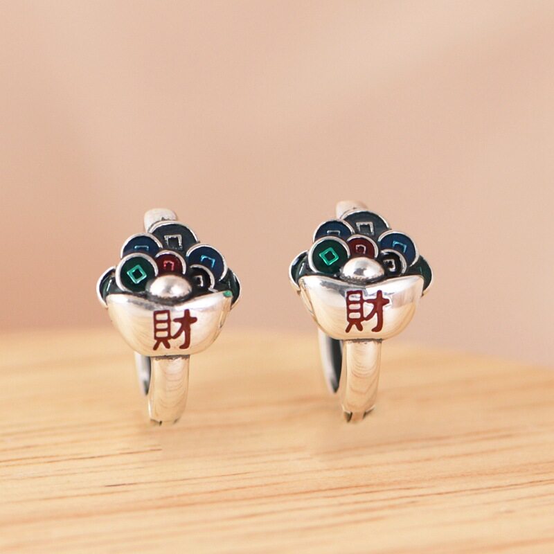 德琳居 s925银戒指 文艺气质古铜钱币银元宝女戒调节指环银饰品