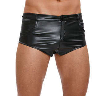 大佬低腰超短裤 伪娘女装 紧身弹力PU皮裤 夜店酒吧gogo领舞性感男士