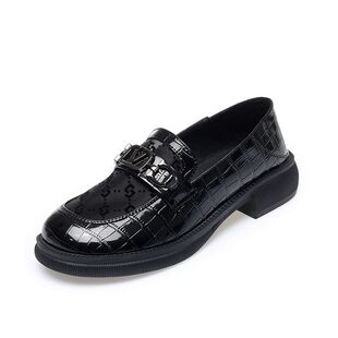 网纱厚底乐福鞋女夏中跟年新款软皮单鞋网面透气女鞋夏季皮鞋