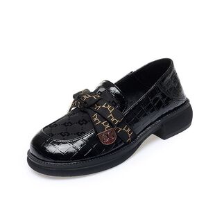 网纱厚底乐福鞋女夏中跟年新款软皮单鞋网面透气女鞋夏季皮鞋