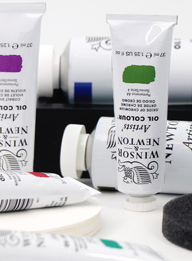 法国原装进口WINSOR＆NEWTON温莎牛顿艺术家油画颜料37ml古典罩染透明油彩美术专业绘画管状支装套装单支黑色