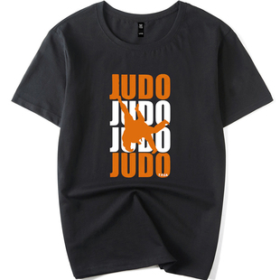 T恤半袖 成人儿童judo柔道空手道训练比赛教练定制圆领短袖 男女式