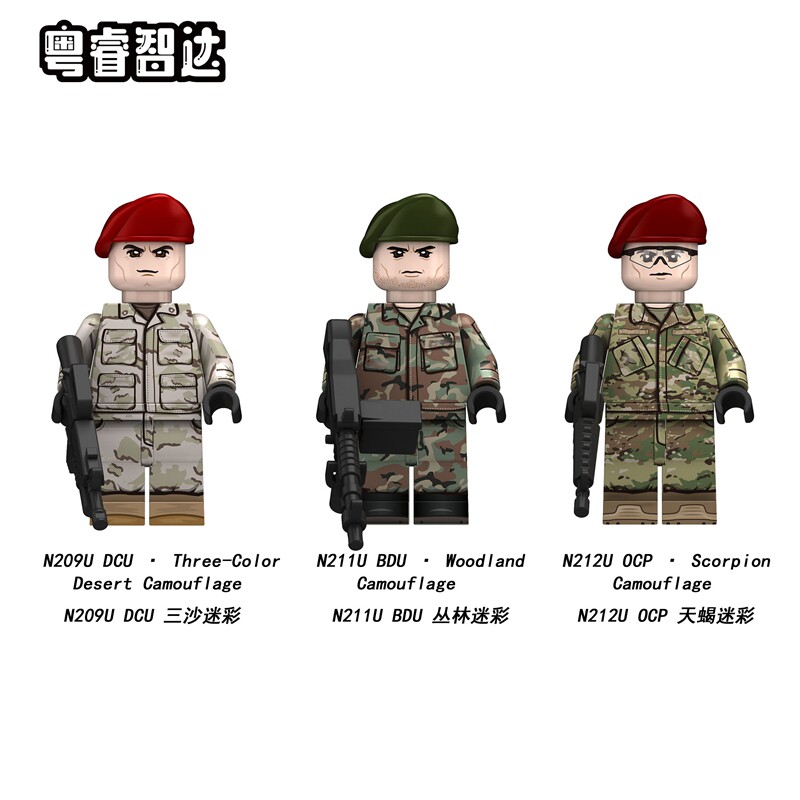粤睿智达N209U-212U现代美军迷彩UV六面印刷袋装人仔图片