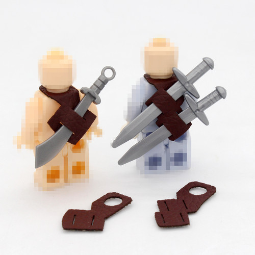 中古Dual Scabbard刀剑挂带刀鞘剑鞘积木人仔皮革配件