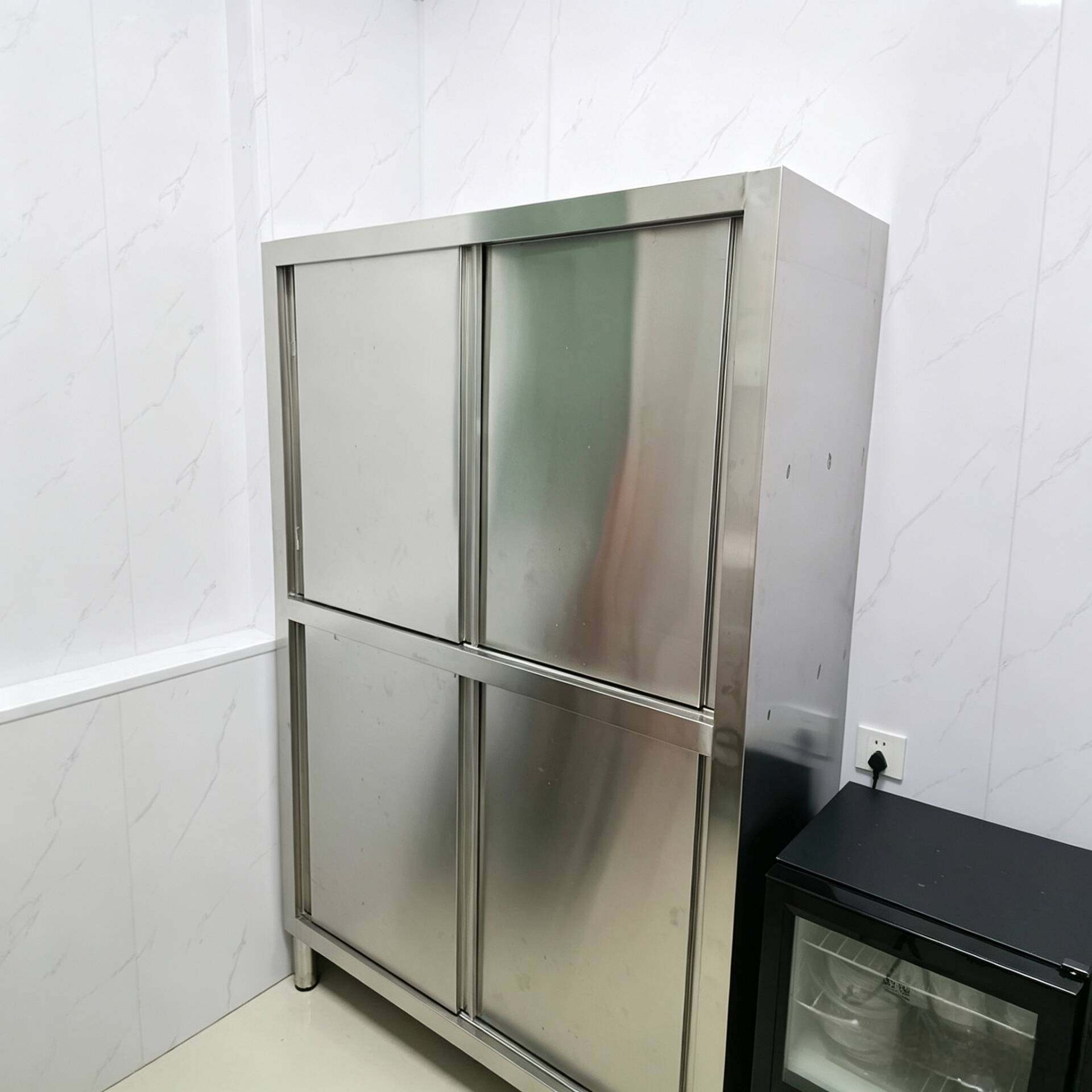 不锈钢保洁四门碗柜商用