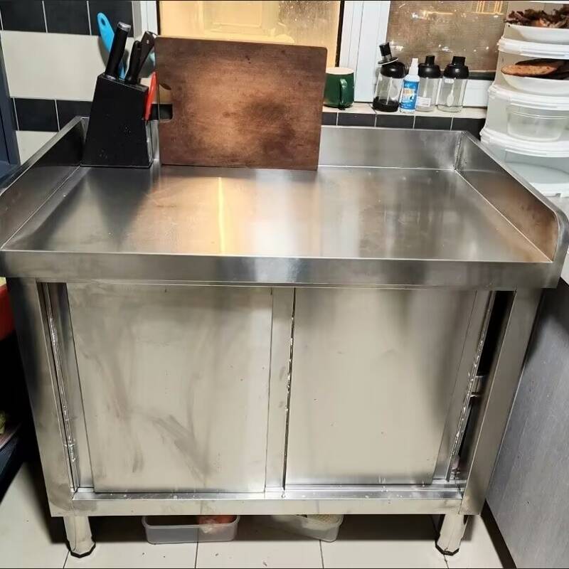 304整体焊接不锈钢推拉门工作台304不锈钢拉门工作台打荷台三边