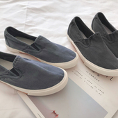 男款 韩版 水洗一脚蹬低帮平底鞋 chic帆布鞋 学生复古休闲牛筋底单鞋