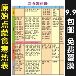 蔬食寒热表家用食物挂图中医膳食养生文化宣传海报传统原始点知识