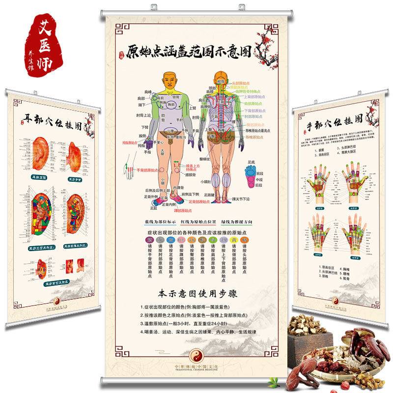 原始点人体穴位图挂图经络艾灸针灸推拿全身高清图解身体理疗养生