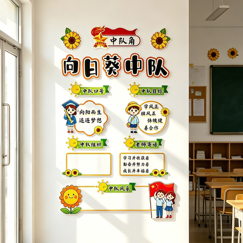 开学班级向日葵文化墙贴3D立体