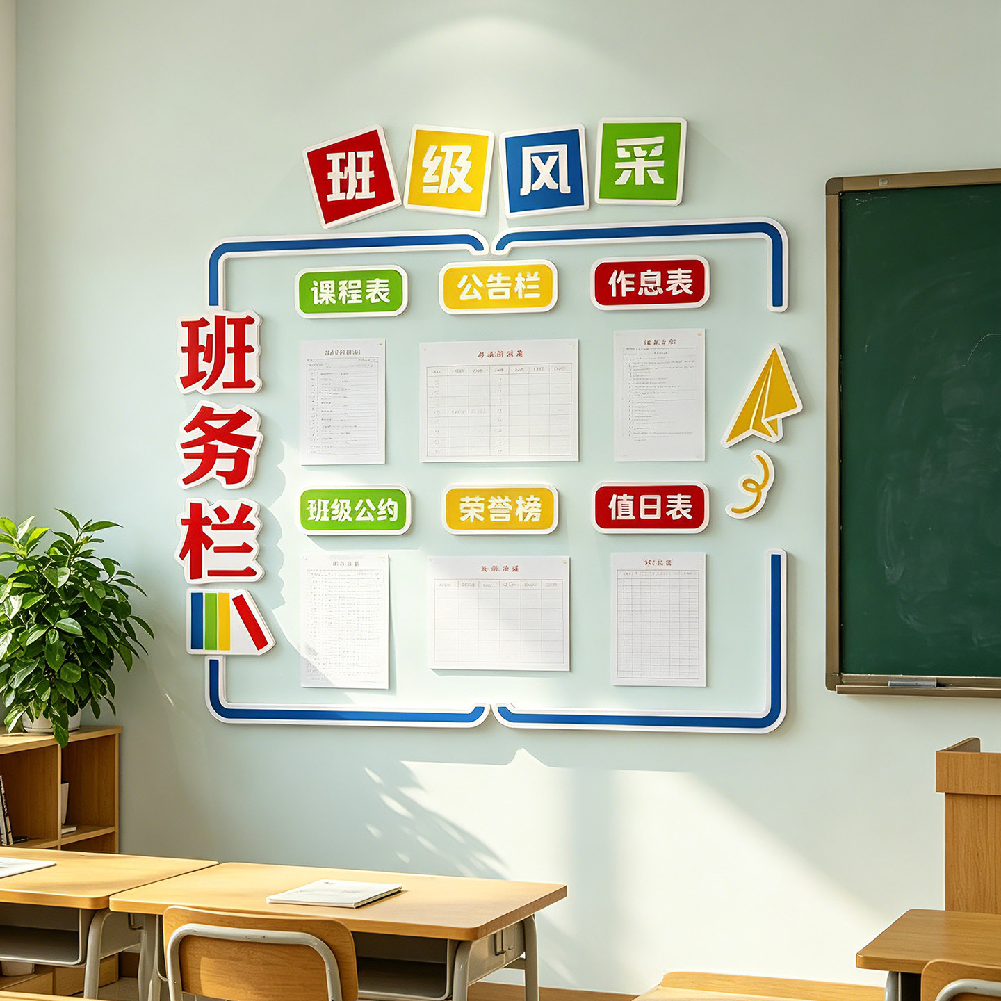 中小学班级风采公示栏墙贴教室班规值日课程荣誉榜环创墙面装饰画