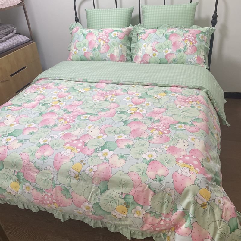 多喜爱全棉抗菌四件套新款专柜同款纯棉小清新可爱荷叶边床单床笠