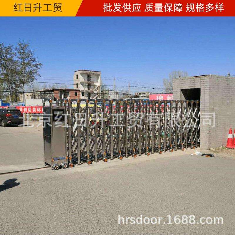 门隐形伸缩门带标识户外自动人脸识别大门现代智能门控智能伸缩门