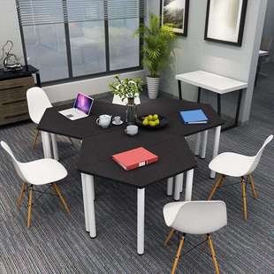 简约现代小型会议桌拼接梯形培训桌洽谈桌办公桌椅异形桌组合套装