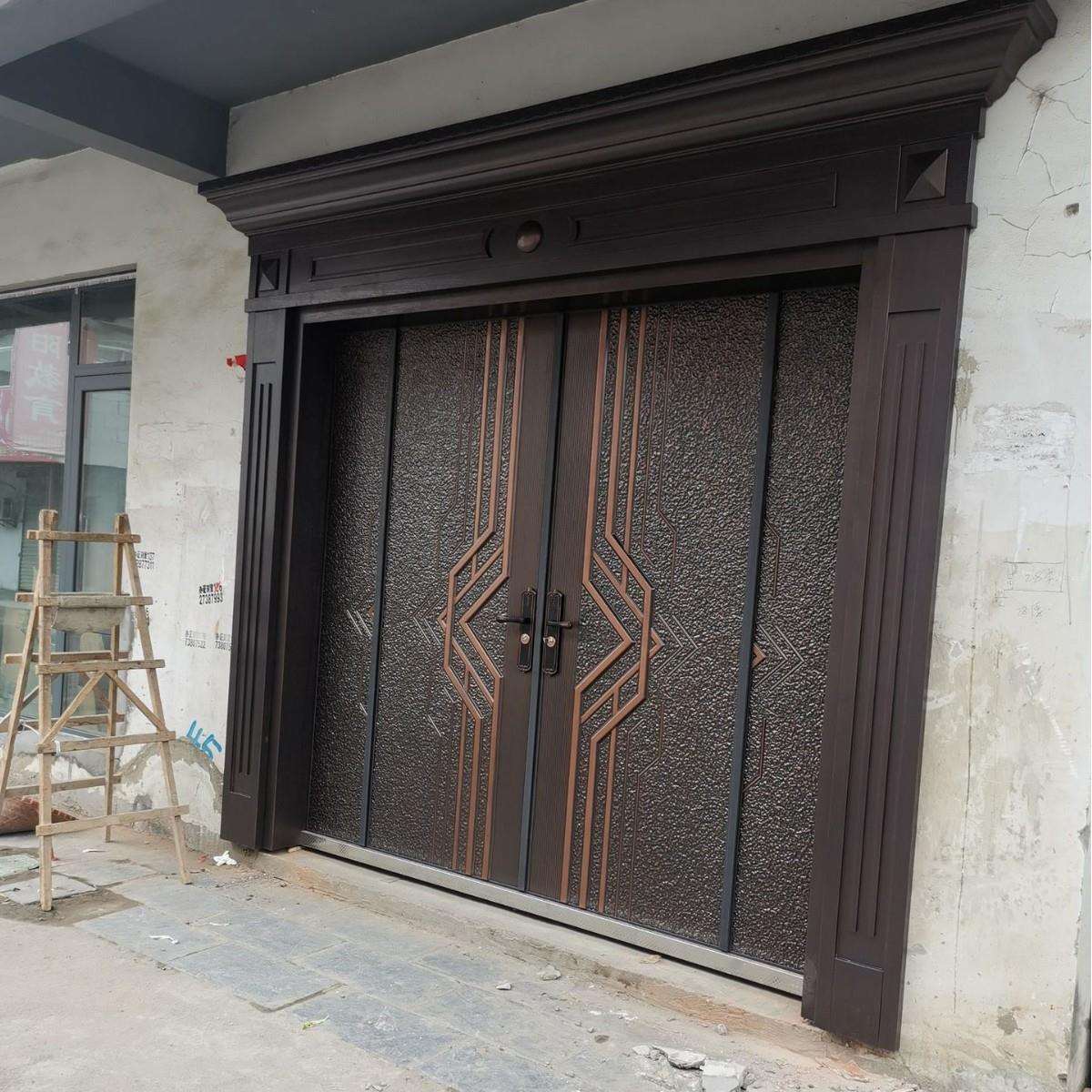 别墅自建房四开铸铝对开门子母门城市小区入户门防盗静音安全门