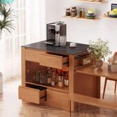 北欧实木桌椅简约樱桃木日式 岩板岛台一体餐桌家用吃饭大板桌子轻