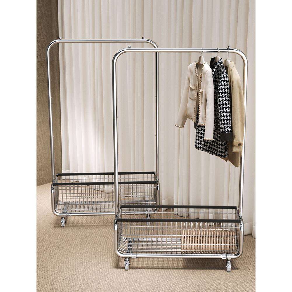 服装店展示架试衣间陈列架移动双层落地挂衣架网红女装店货架工厂