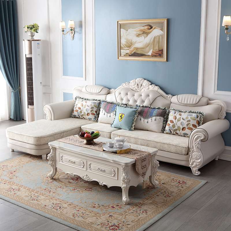 欧式布艺沙发L型客厅沙发组合大小户型客厅转角贵妃免洗科技布