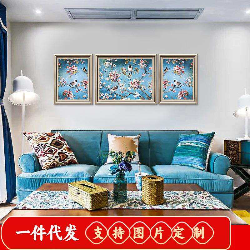 美式田园花鸟风客厅餐厅5D钻石画相守相望三联画满钻石绣砖石画