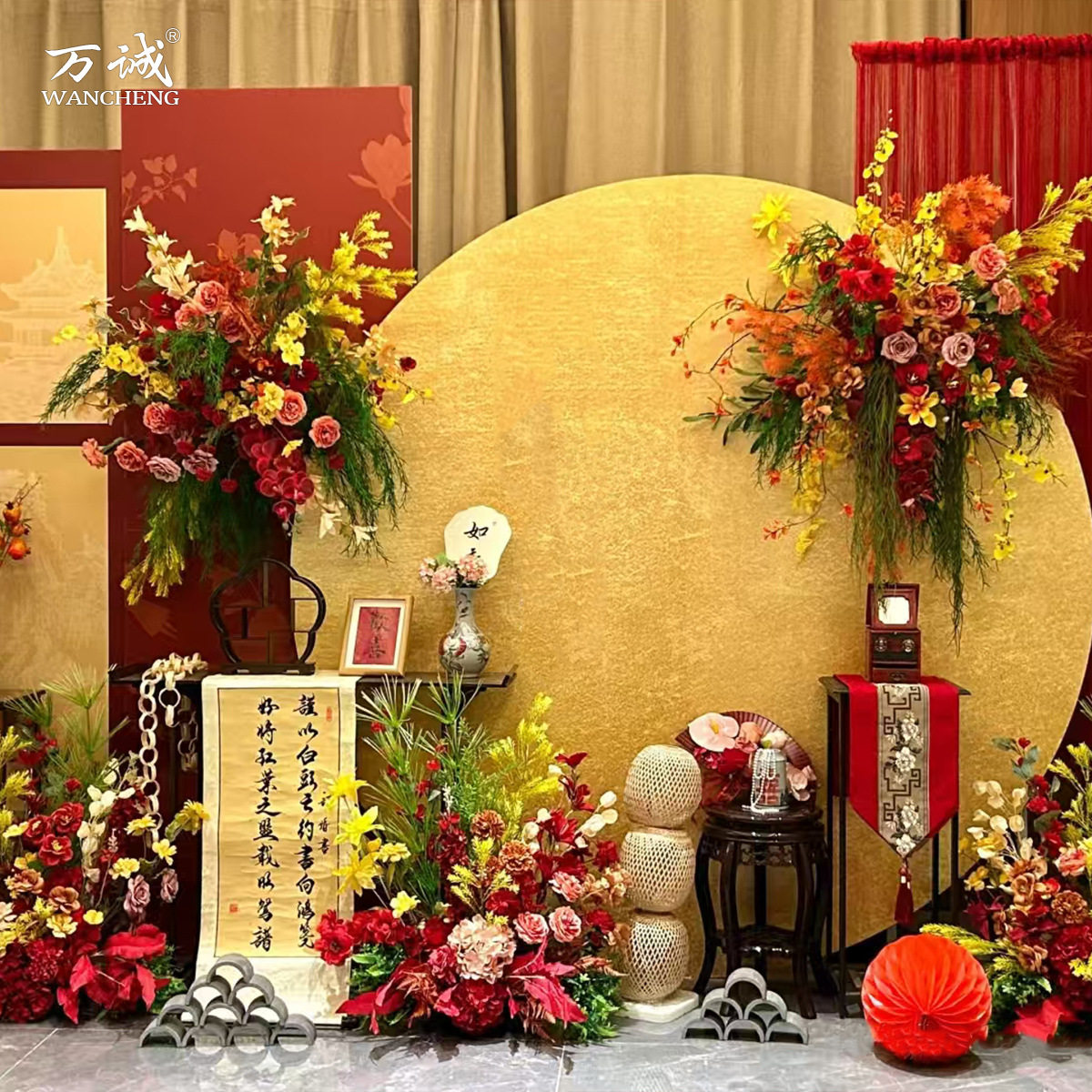 新中式婚庆路引仿真玫瑰套装