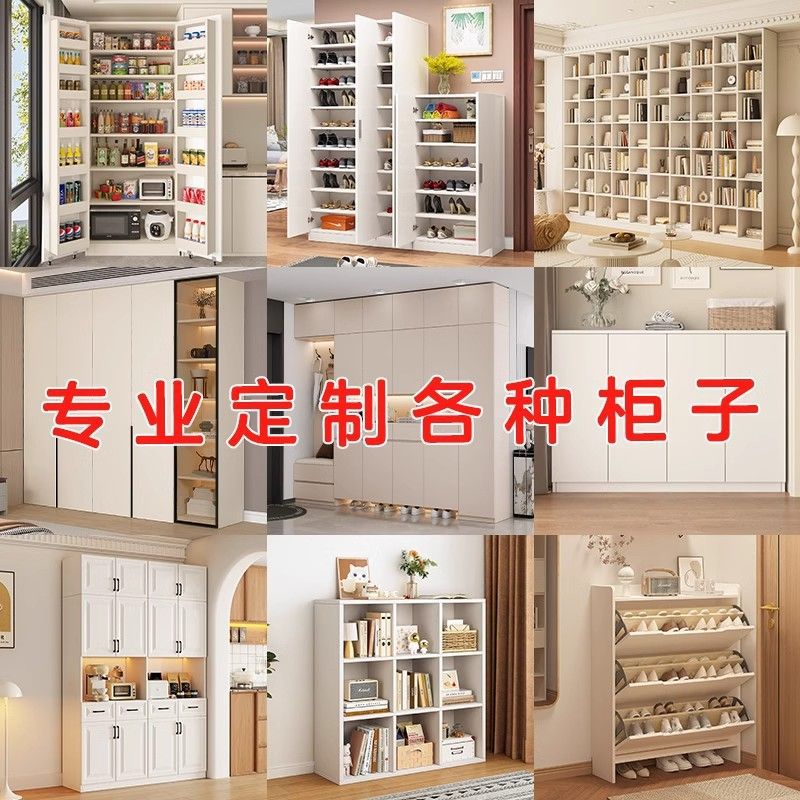 置物架带门木简易储物柜学生办公落地柜卧室书架家用书柜