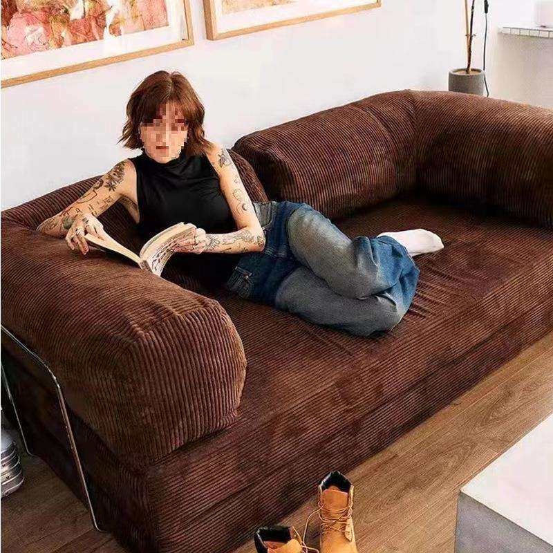 复古风灯芯绒全拆洗布艺沙发床现代客厅小户型直排双人位网红