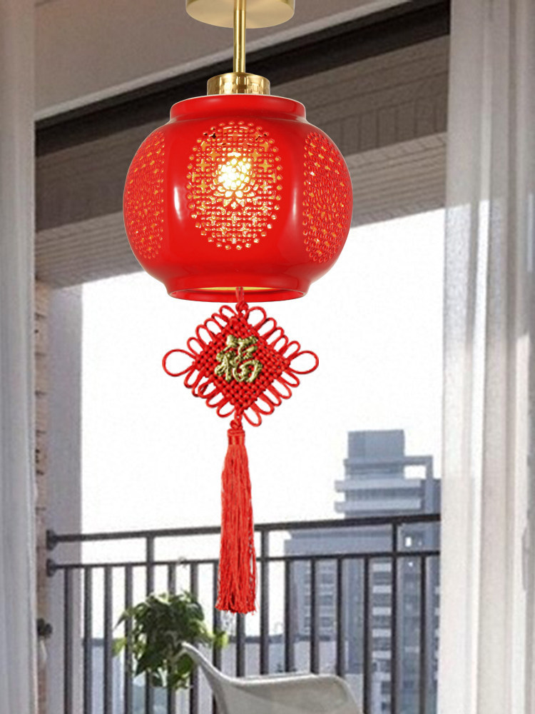 金色全陶瓷红灯笼吊灯图片