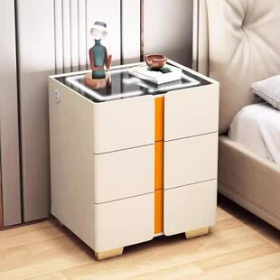 智能床头柜全实木带保险箱一体柜带灯指纹锁音响无线充多功能保险